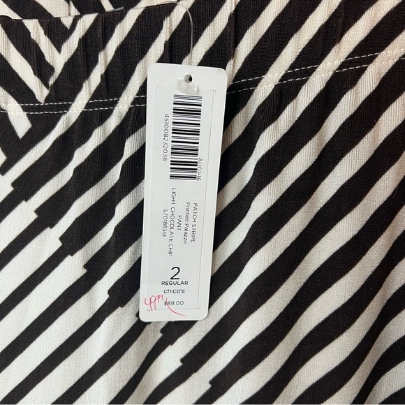 NWT Chicos Travelers Palazzo Wide Leg Pull On Pants Brown White Striped Size L - Picture 5 of 8
